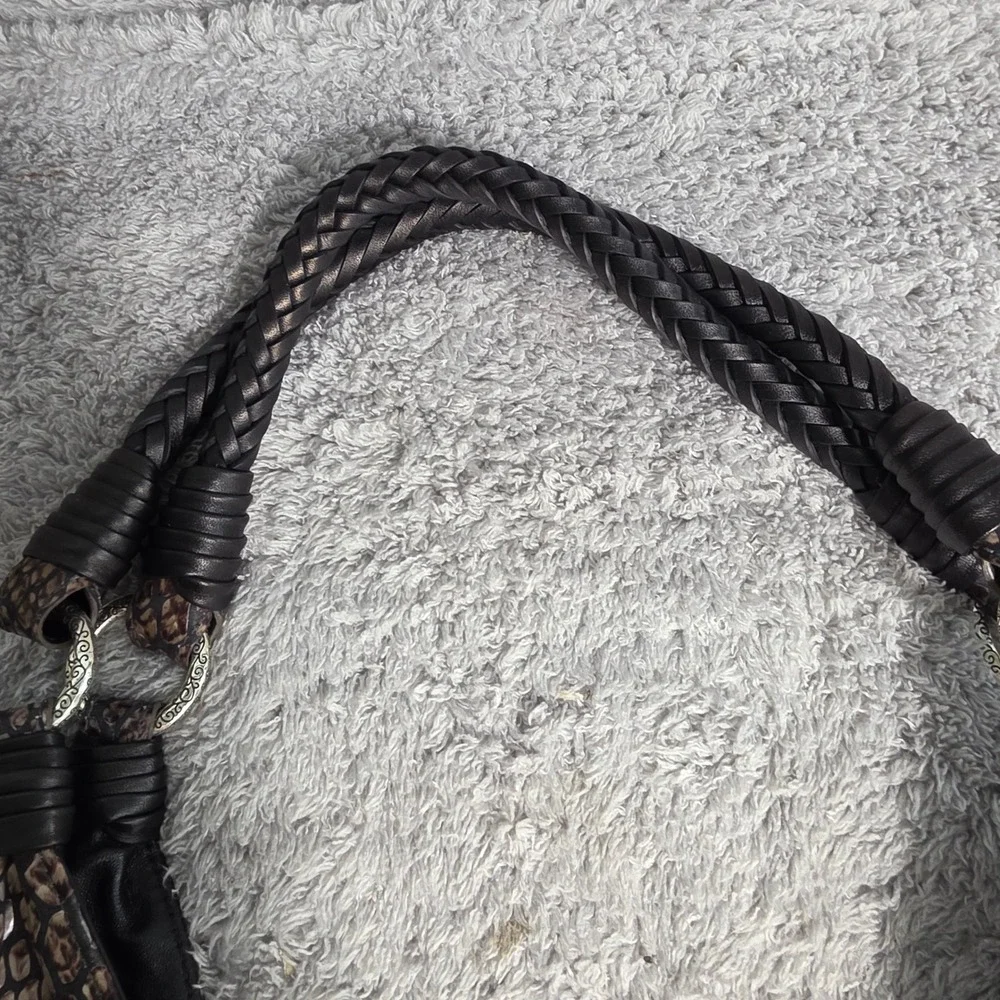 Brighton Hobo Shoulder Bag Snakeskin Print Braided Strap‎ Womens Large PRISTINE